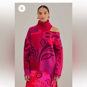NWT Farm Rio bold floral knit sweater